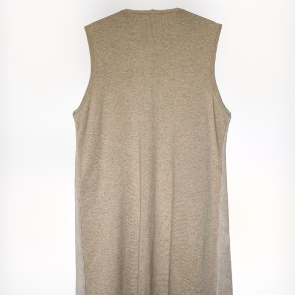 NWOT Calvin Klein Faux Suede CREAM Sweater Vest Sleeveless Drape Open Front SZ L - Picture 6 of 11